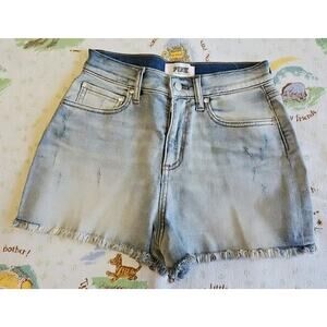 Victoria's Secret Pink High Waisted Cut Off Denim Shorts Women Sz 4 Distressed